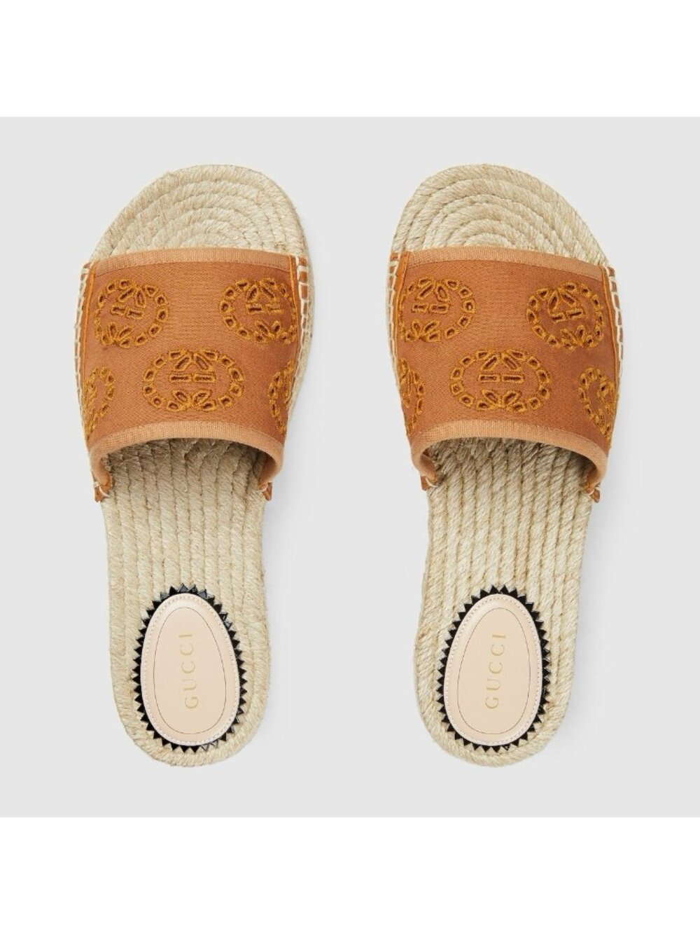 NEW GUCCI Brown Women's Interlocking G espadrille sandals Sz 37.5